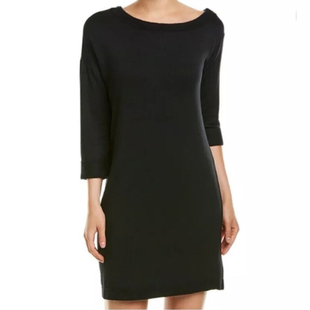 Splendid Off Shoulder Brushed French Terry Dress - Black Size XS